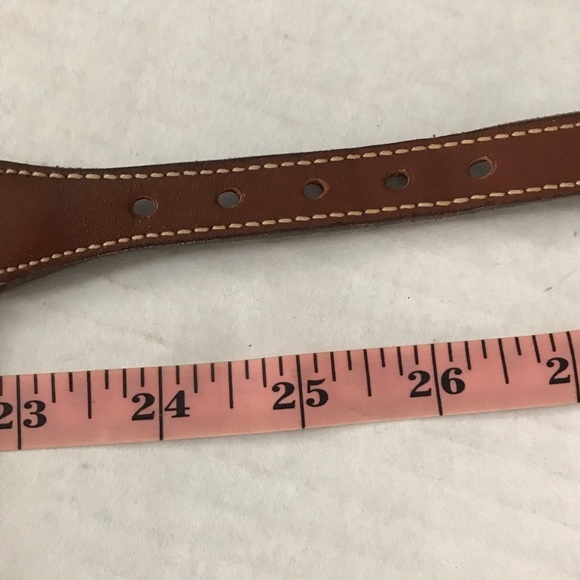 DOONEY & BOURKE Belt Leather & Canvas Navy with Green Stripe Vintage Sz 26 - Picture 11 of 14